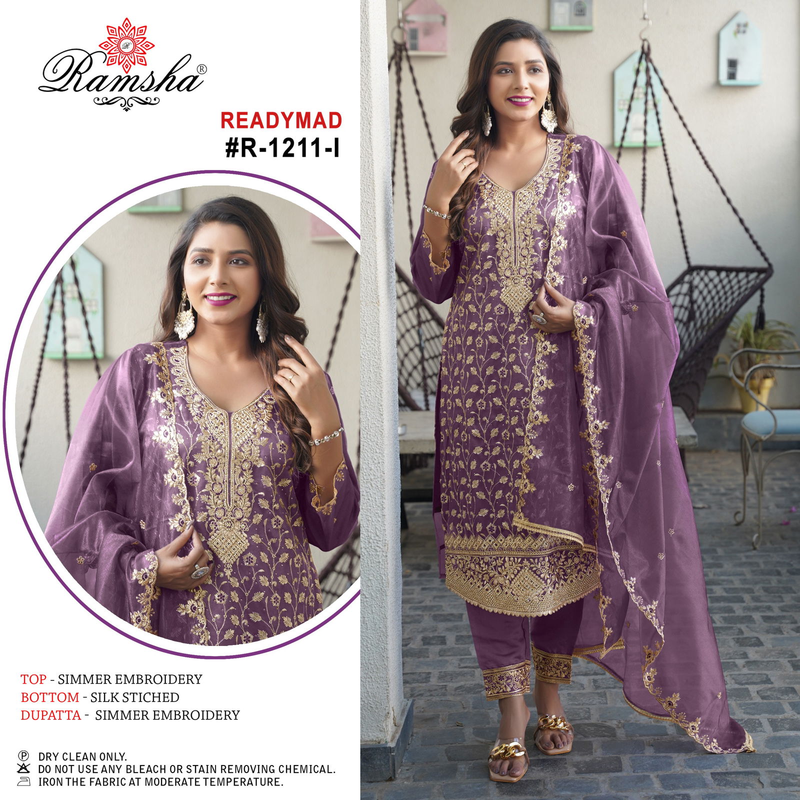 R 1211 I To L By Ramsha Simmer Embroidery Pakistani Readymade Suits Orders In India